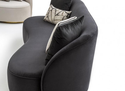 Luxury couches furniture living room four-seater black textile furniture round 4-seater